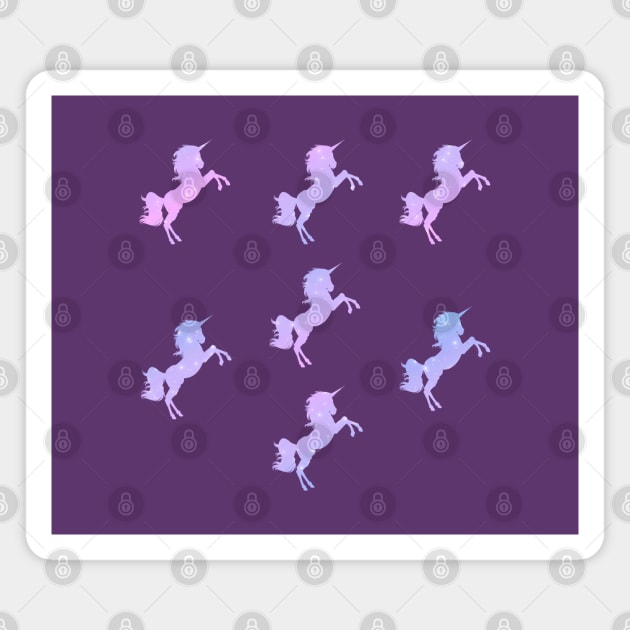 Lilac Lavender Sparkly Unicorn Silhouettes Magnet by anonopinion